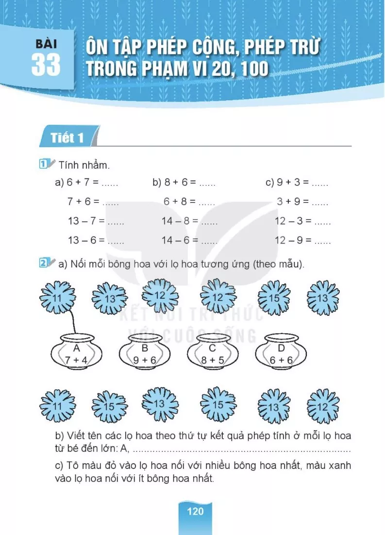 Bài 33. Ôn tập phép cộng, phép trừ trong phạm vi 20, 100