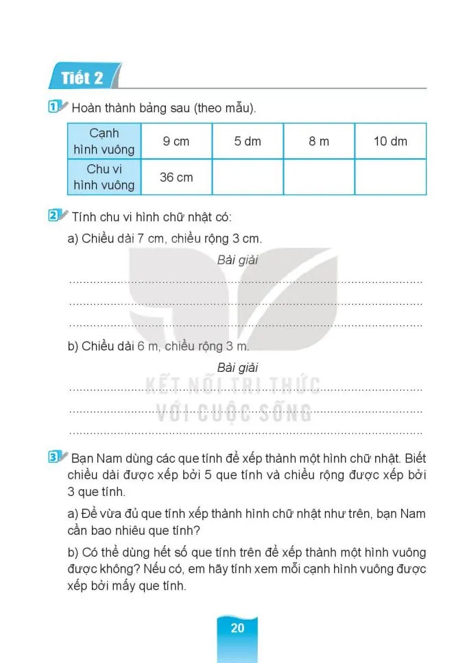 Bài 50. Chu vi hình tam giác, hình tứ giác, hình chữ nhật, hình vuông ....