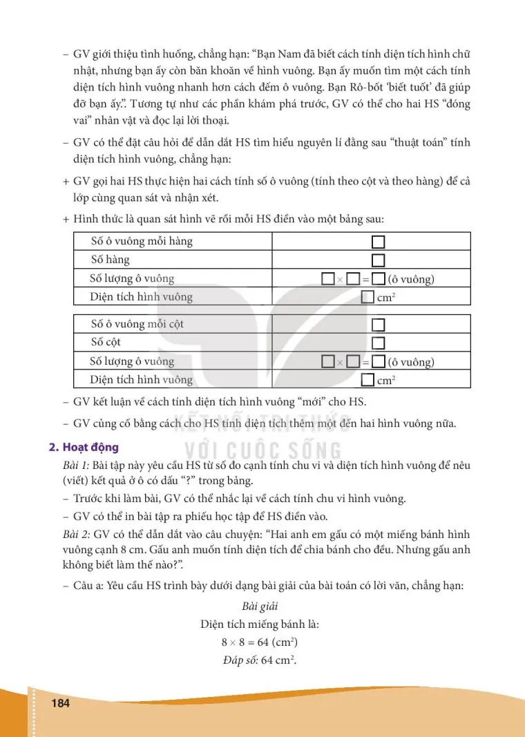 Bài 52. Diện tích hình chữ nhật, diện tích hình vuông (3 tiết) .