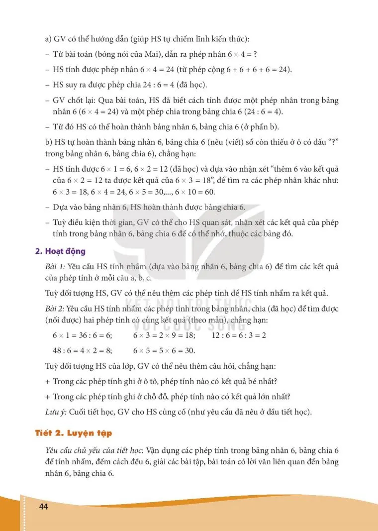 Bài 9. Bảng nhân 6, bảng chia 6 (2 tiết) 