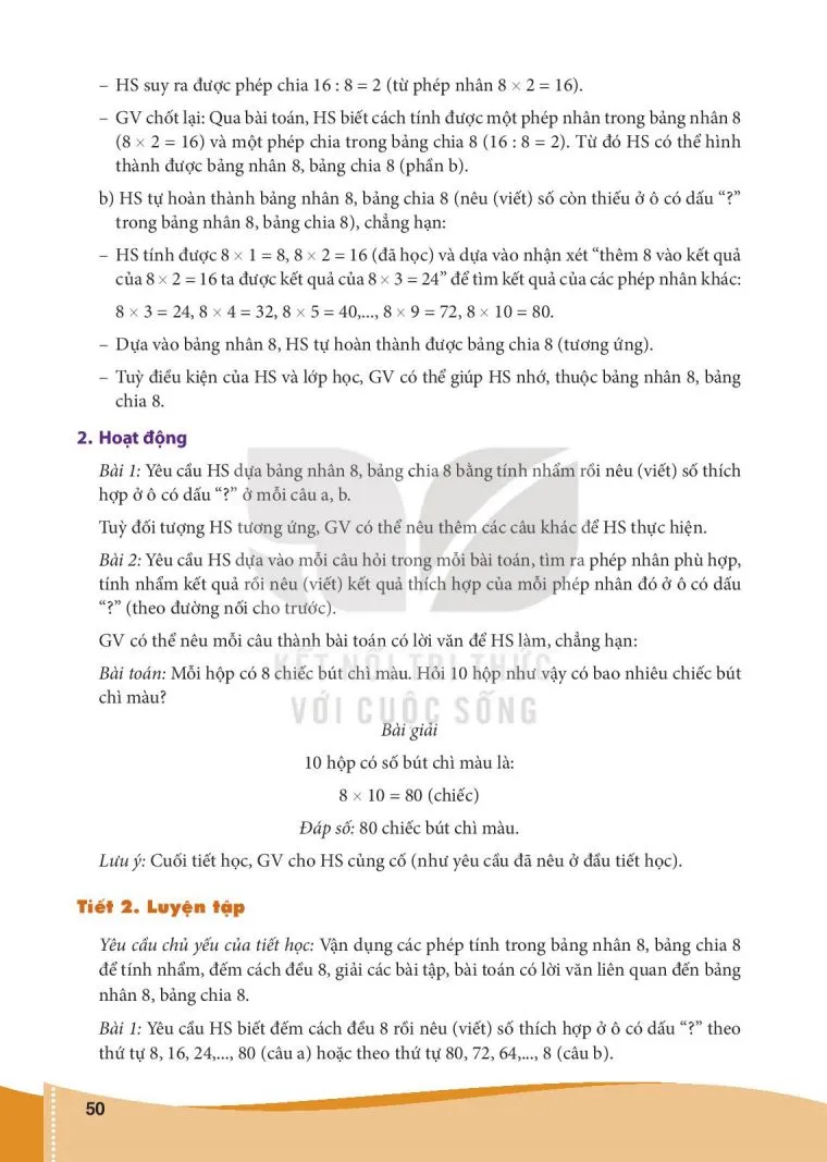 Bài 11. Bảng nhân 8, bảng chia 8 (2 tiết).