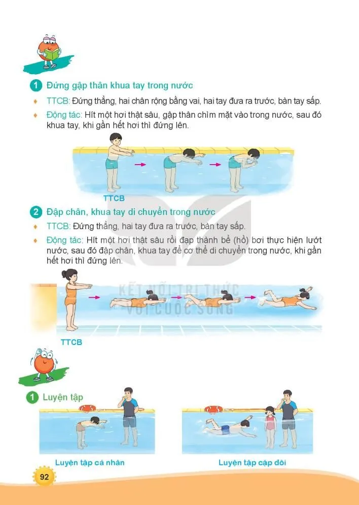 Bài 4. Đập chân, khua tay di chuyển trong nước.