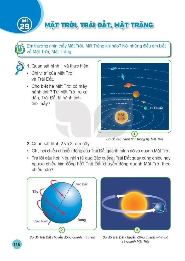 Bài 29 Mặt Trời, Trái Đất, Mặt Trăng