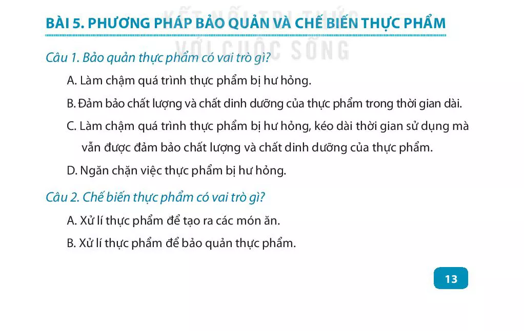 Bài 5. Phương pháp bảo quản và chế biến thực phẩm