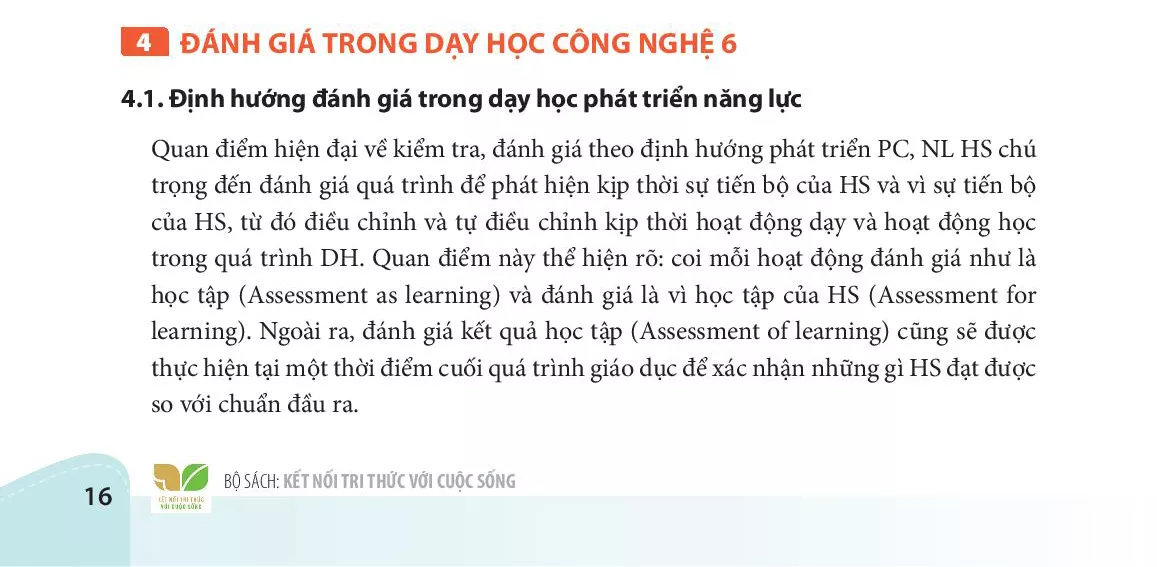 4. ĐÁNH GIÁ TRONG DẠY HỌC CÔNG NGHỆ 6 