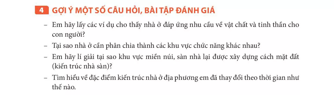 4. GỢI Ý MỘT SỐ CÂU HỎI, BÀI TẬP ĐÁNH GIÁ