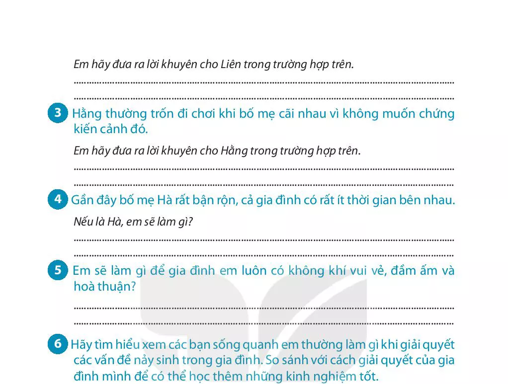 2. Giải quyết một số vấn đề nảy sinh trong gia đình