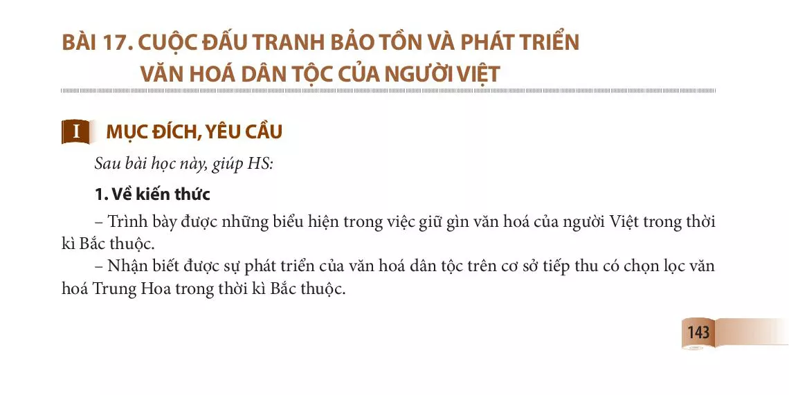 Bài 17. Cuộc đấu tranh bảo tồn và phát triển văn hoá dân tộc của người Việt 