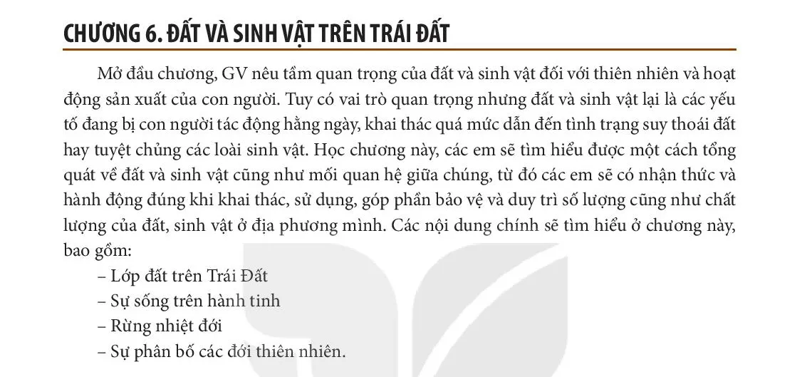 CHƯƠNG 6. ĐẤT VÀ SINH VẬT TRÊN TRÁI ĐẤT