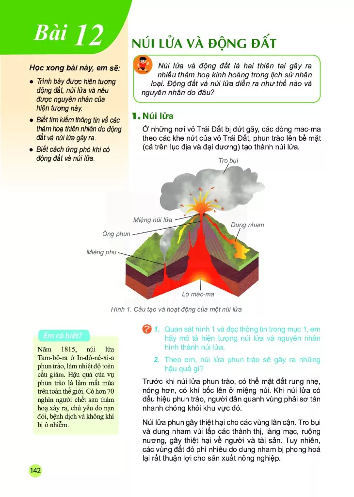 Bài 12. Núi lửa và động đất  