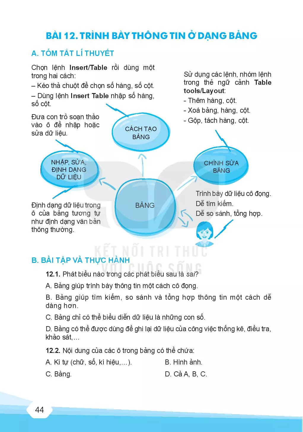 Bài 12. Trình bày thông tin ở dạng bảng