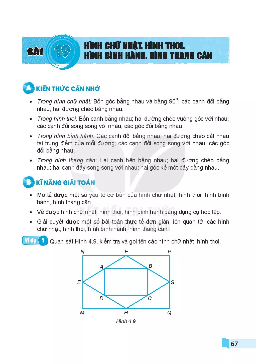 Bài 19. Hình chữ nhật. Hình thoi. Hình bình hành. Hình thang cân 