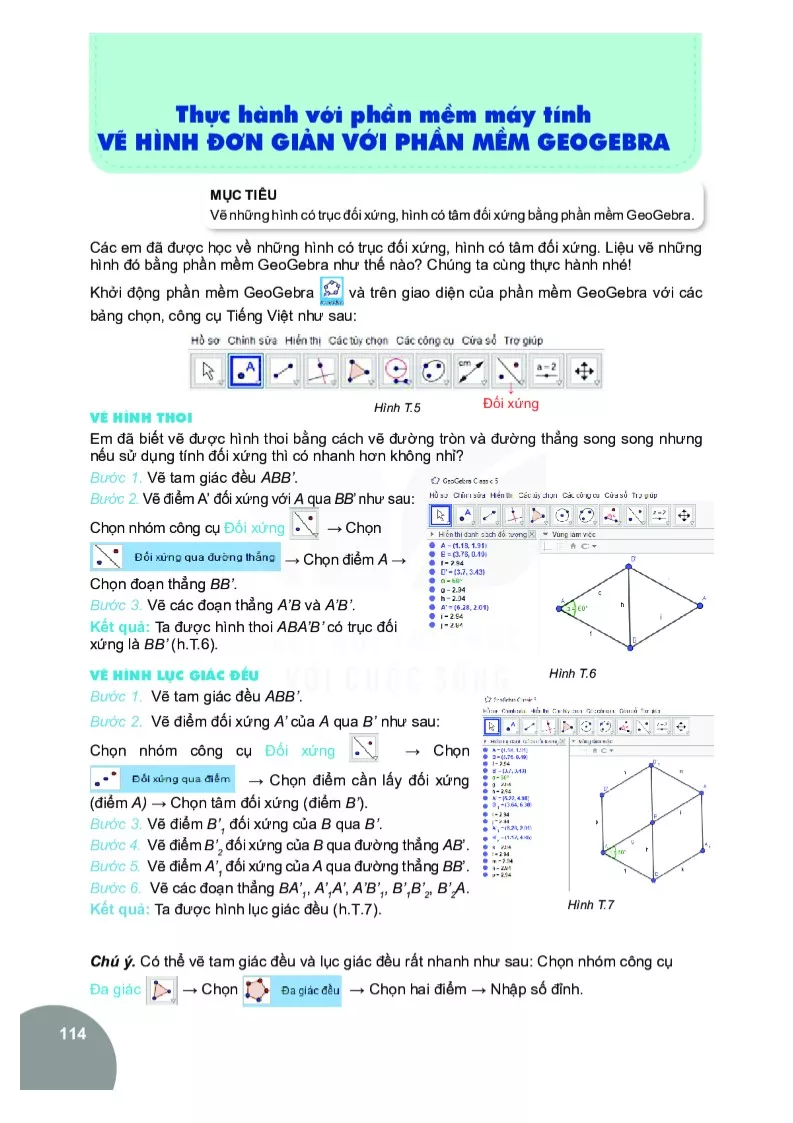 Với phần mềm Geogebra và SGK Scan, bạn có thể tạo ra những hình ảnh đơn giản nhưng đầy âm nhạc của toán học. Cùng khám phá và tìm hiểu những điều thú vị về toán học cùng sách giáo của bạn.