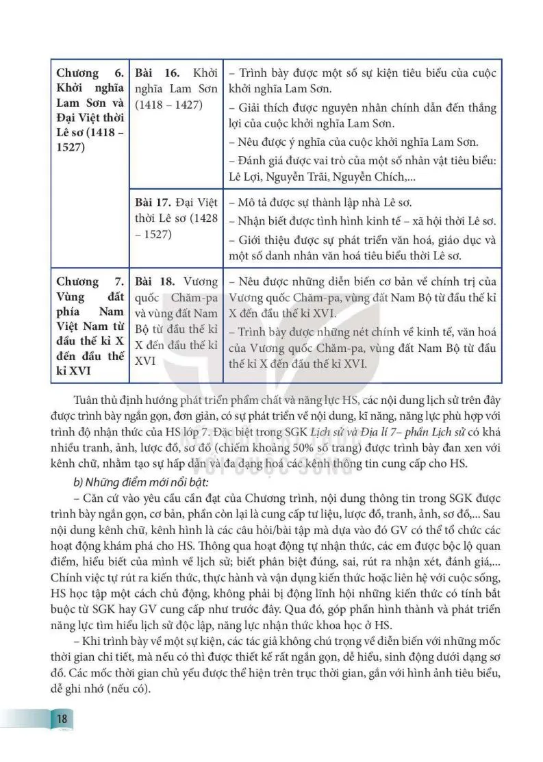 II. Giới thiệu sách giáo khoa Lịch sử và Địa lí 7 – Phần Lịch sử..