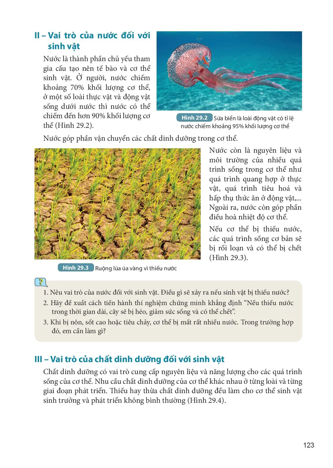 Bài 29 Vai trò của nước và chất dinh dưỡng đối với sinh vật