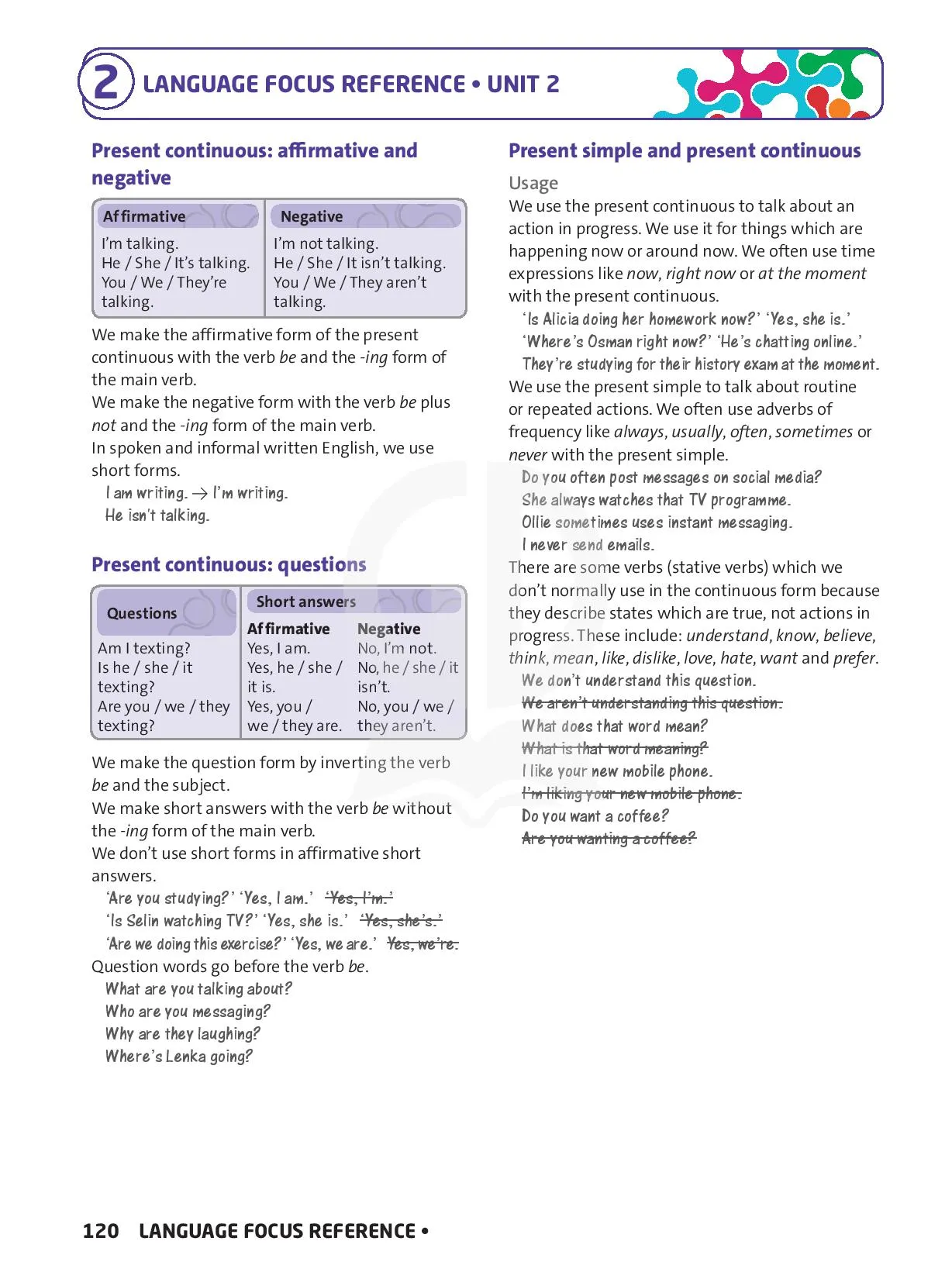 Language focus reference - UNIT 1 My time
