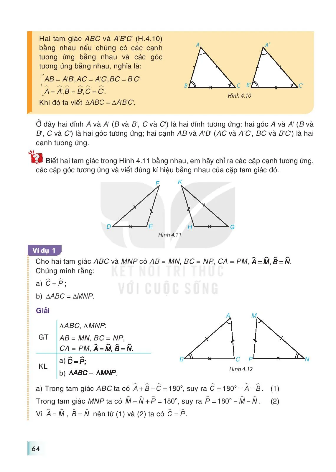 Bài 13. Hai tam giác bằng nhau. Trường hợp bằng nhau thử nhất của tam giác.