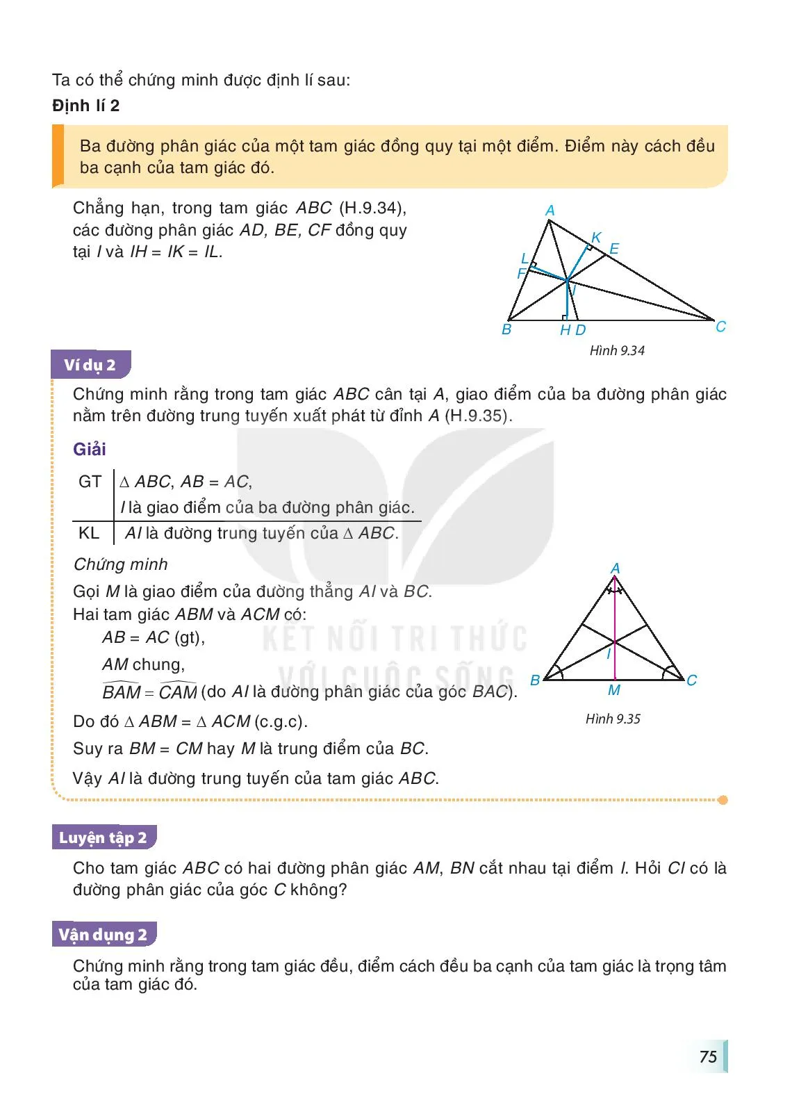 Bài 34. Sự đồng quy của ba đường trung tuyến, ba đường phân giác trung một tam giác 