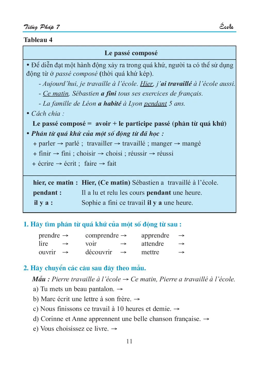 Leçon 2 Comment Sébastien a-t-il travaillé ? 