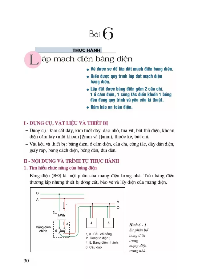 Bài 6 Thực hành :Lắp mạch điện bảng điện