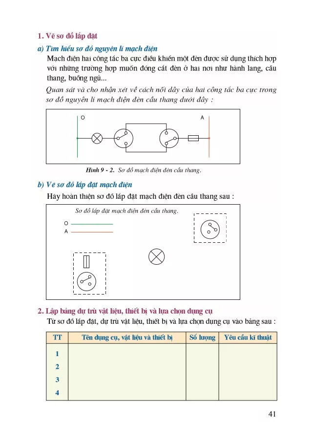 Bài 9 Thực hành: Lắp mạch điện hai công tắc ba cực điều khiển một đèn