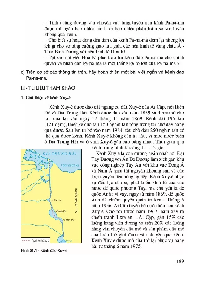 Bài 51. Thực hành: Viết báo cáo ngắn về kênh đào Xuy-ê và kênh đào Pa-na-ma