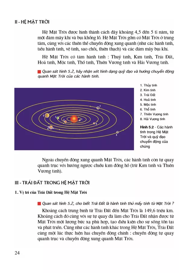Bài 5. Vũ trụ. Hệ Mặt Trời và Trái Đất