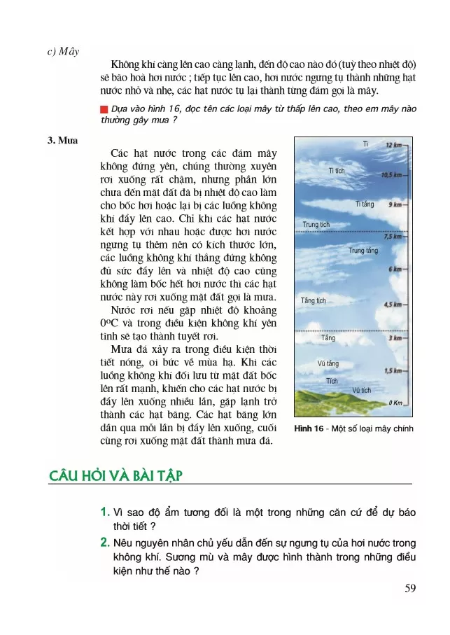 Bài 16. Độ ẩm của không khí, Sự ngưng đọng hơi nước trong khí quyển