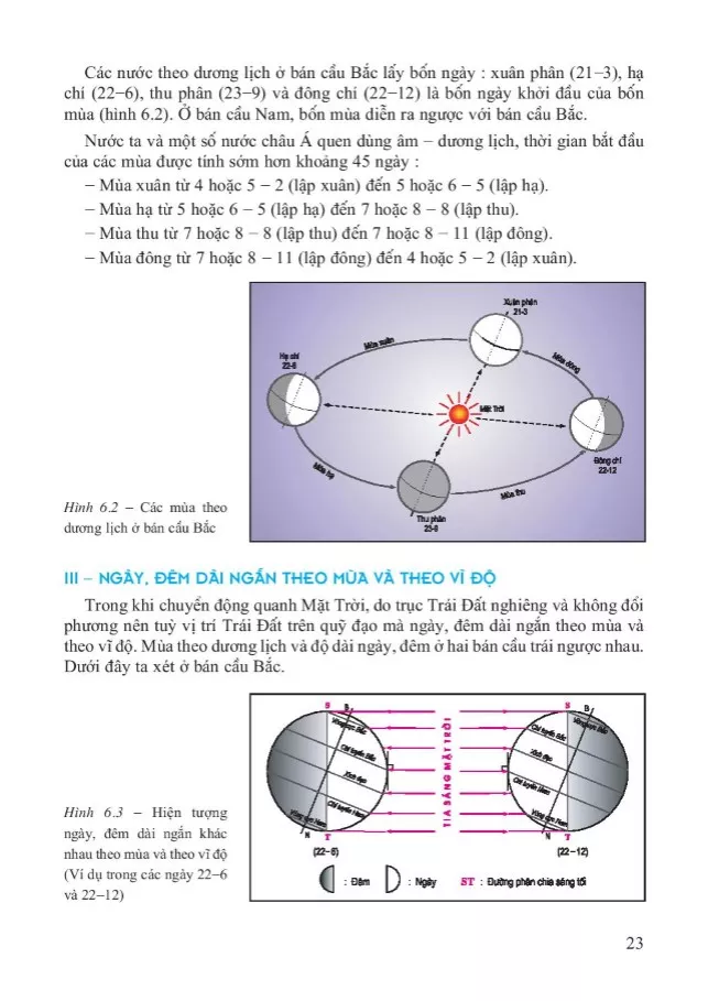 Bài 6. Hệ quả chuyển động xung quanh Mặt Trời của Trái Đất