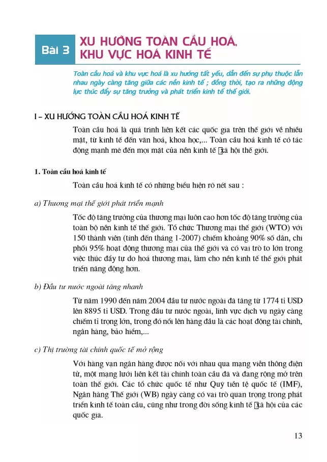 Bài 3. Xu hướng toàn cầu hoá, khu vực hoá kinh tế