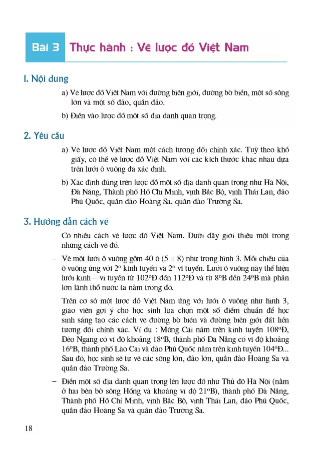 Bài 3 Thực hành: Vẽ lược đồ Việt Nam