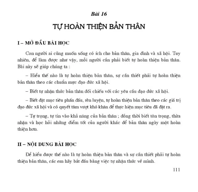 Bài 16: Tự hoàn thiện bản thân