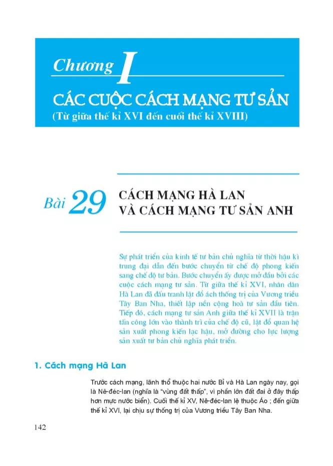 Bài 29 Cách mạng Hà Lan và Cách mạng tư sản Anh 