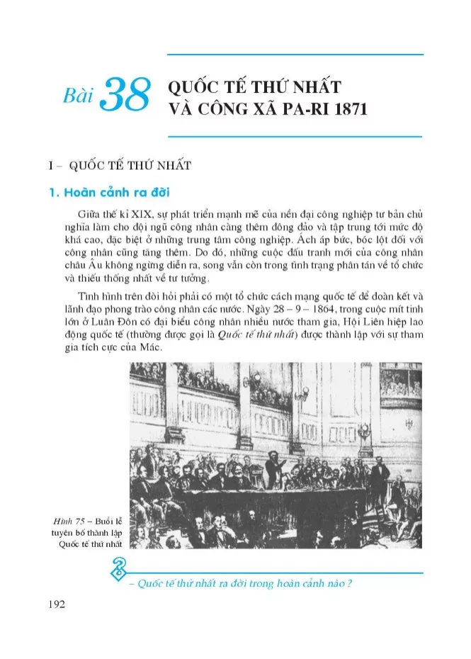 Bài 38. Quốc tế thứ nhất và Công xã Pa-ri 1871 