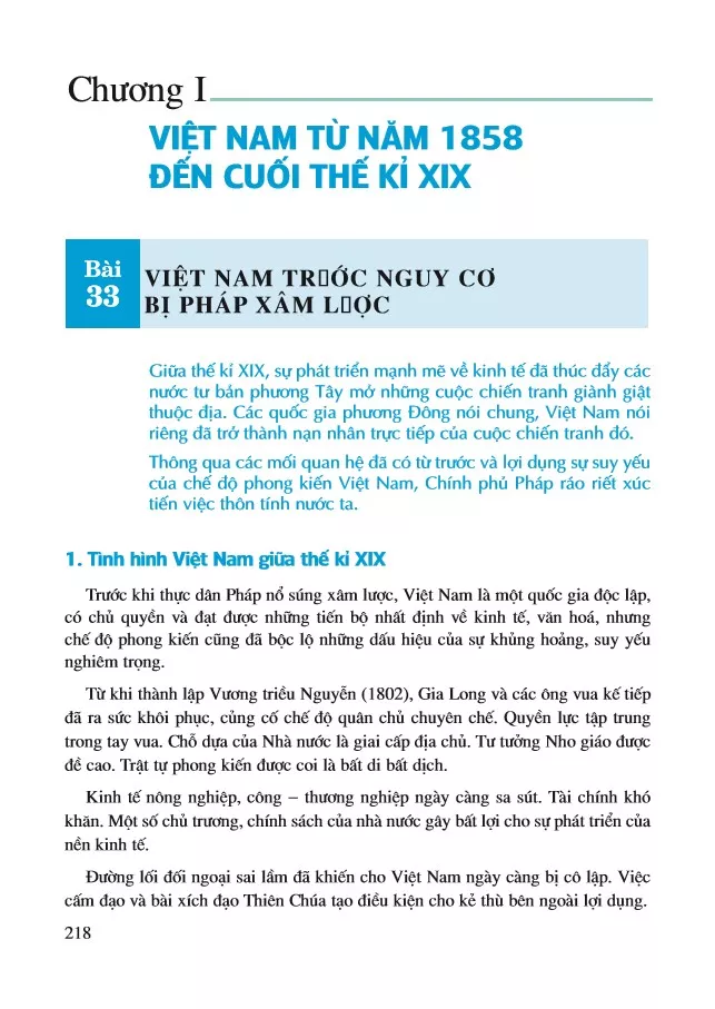 Bài 33. Việt Nam trước nguy cơ bị Pháp xâm lược