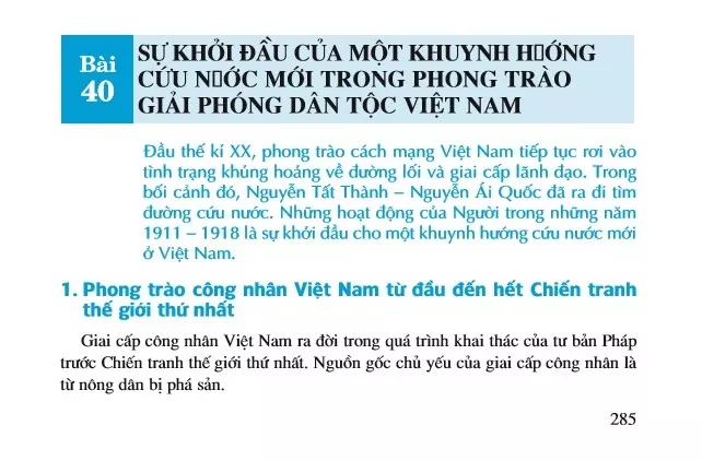 Bài 40. Sự khởi đầu của một khuynh hướng của nước mới trong phong trào giải phóng dân tộc Việt Nam