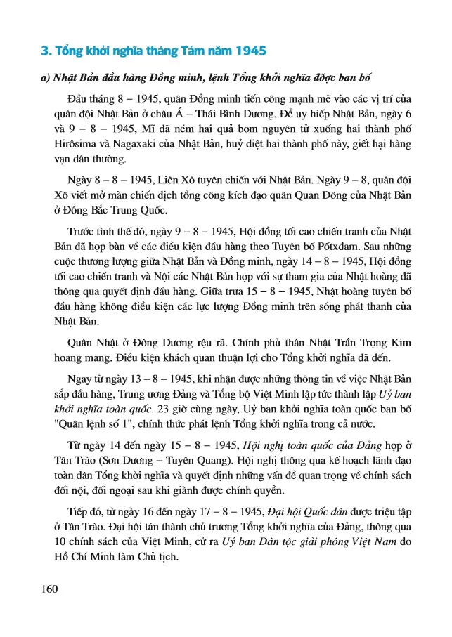 Bài 19. Cao trào kháng Nhật cứu nước và Tổng khởi nghĩa tháng Tám năm 1945. Nước Việt Nam Dân chủ Cộng hoà ra đời