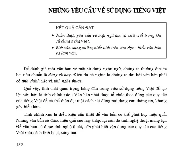 Những yêu cầu về sử dụng tiếng Việt