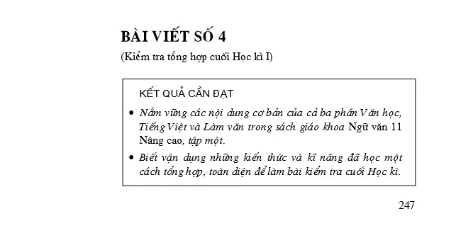 Bài viết số 4 (Bài kiểm tra tổng hợp cuối Học kì I)