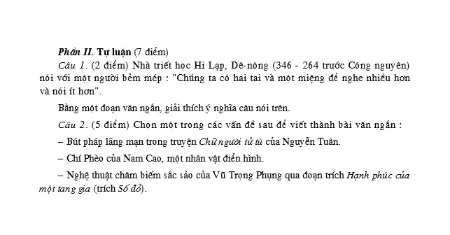 Bài viết số 4 (Bài kiểm tra tổng hợp cuối Học kì I)