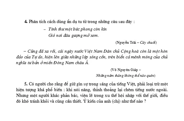 Ôn tập về Tiếng Việt (Học kì I)