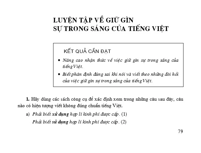 Luyện tập về giữ gìn sự trong sáng của tiếng Việt