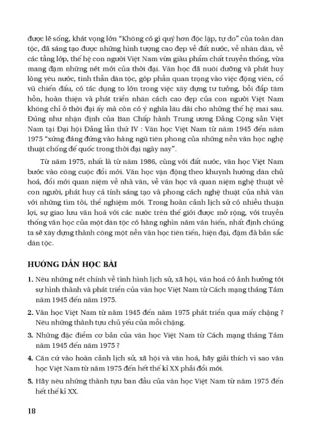 Khái quát văn học Việt Nam từ Cách mạng tháng Tám năm 1945 đến hết thế kỉ XX