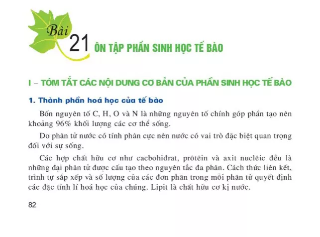 Bài 21. Ôn tập phần sinh học tế bào