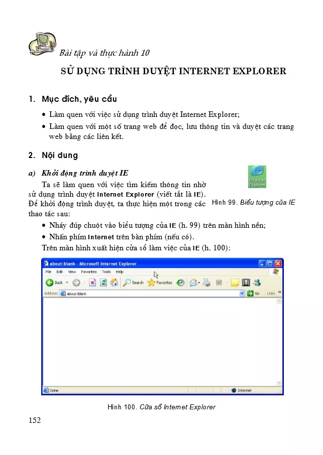 Bài tập và thực hành 10. Sử dụng trình duyệt Internet Explorer