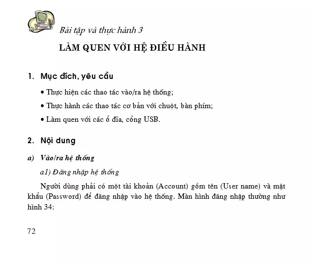 Bài tập và thực hành 3. Làm quen với hệ điều hành