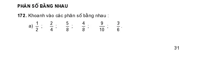 Phân số bằng nhau 