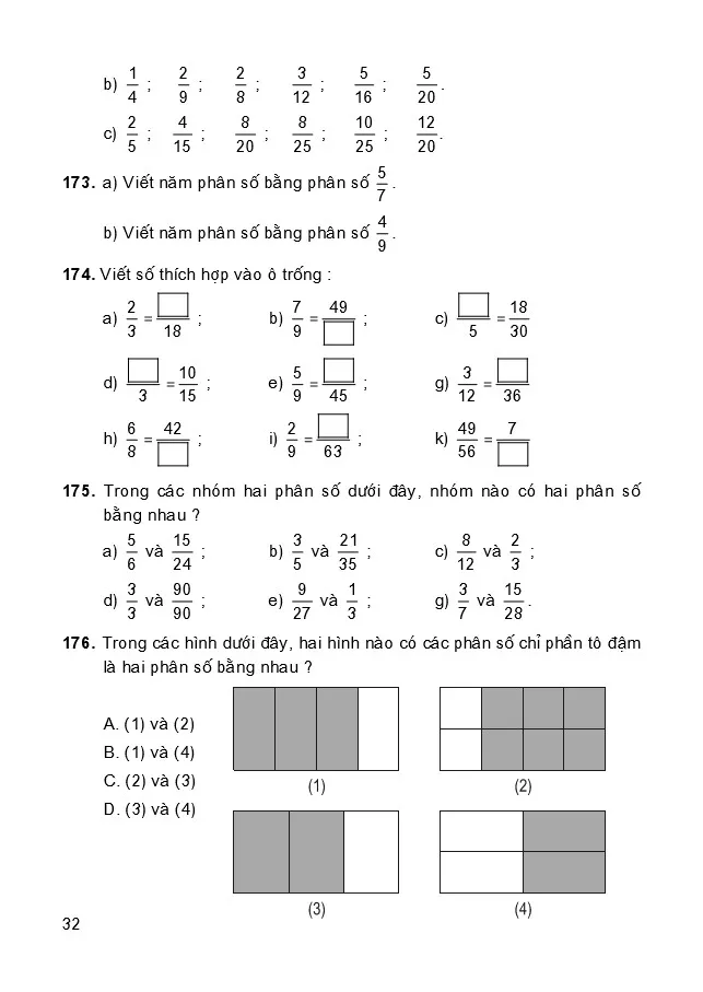 Phân số bằng nhau 