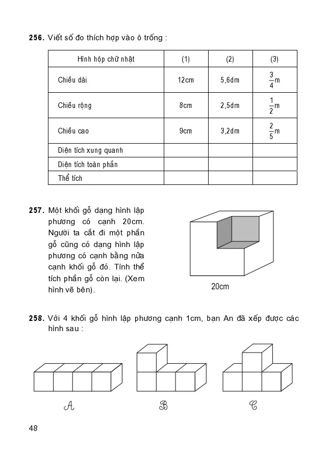 Thể tích của hình hộp chữ nhật và hình lập phương