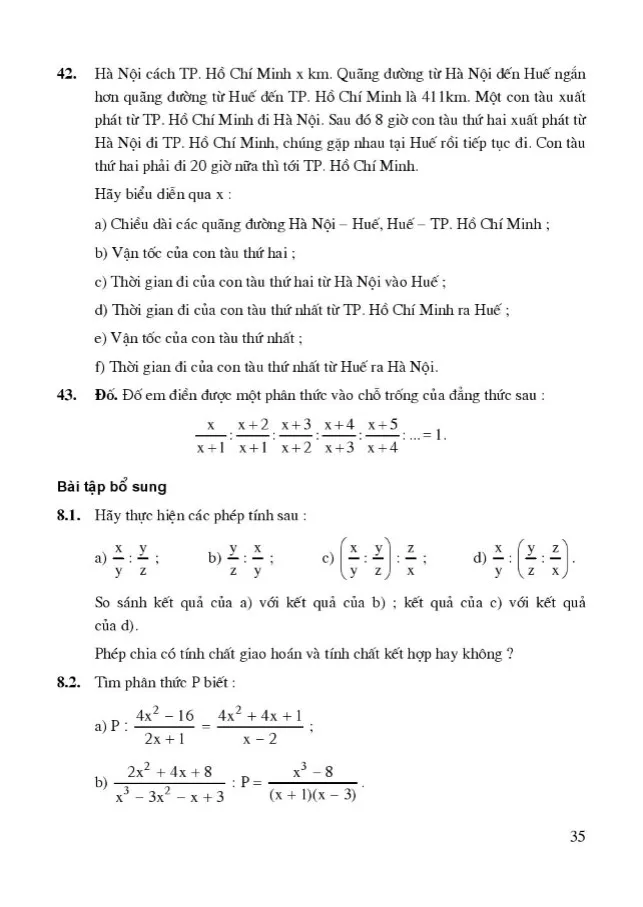 Bài 8: Phép chia các phân thức đại số